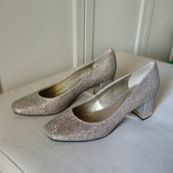 Bandolino Gold Sparkly Claire chunky-heel pumps  EUC - Picture 4 of 11